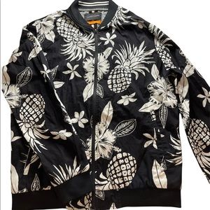 (EUC) Denim & Flower- Hawaiian Tropic Jacket, Size Large, GOOD TROPICAL VIBES🌴